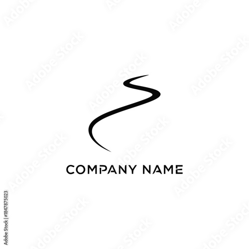 Minimalist black wavy line logo design on white background.