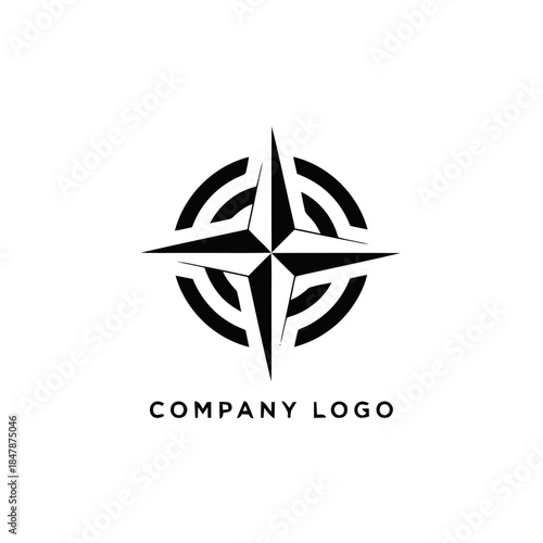 Minimalist Compass Rose Logo Design for Company Branding.