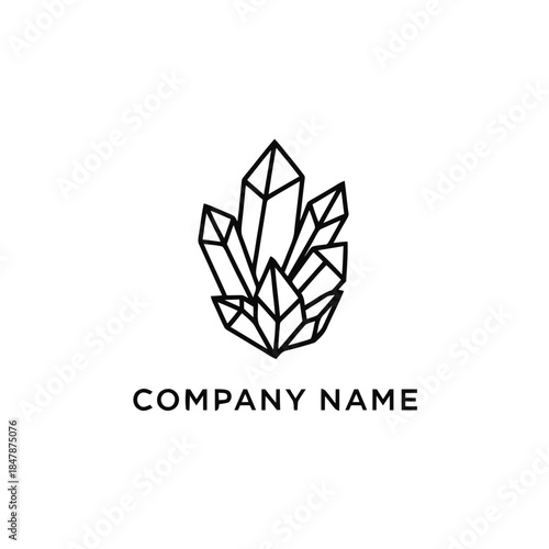 Minimalist geometric crystal cluster logo design in black and white.