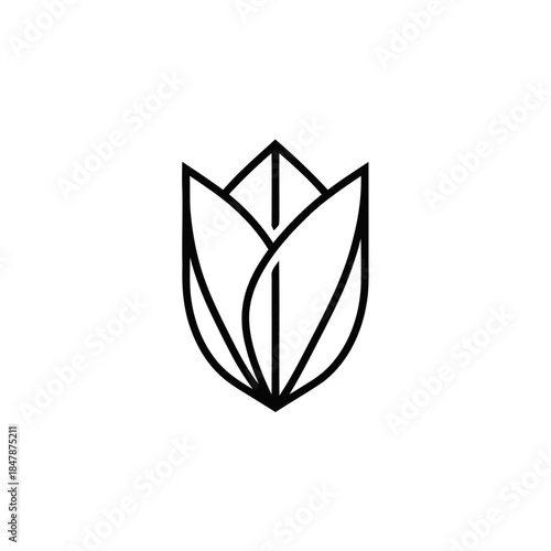 Minimalist Line Art Tulip Flower Logo Design.