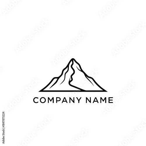 Minimalist Mountain Peak Logo Design for Company Branding.
