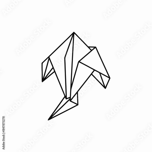 Minimalist Origami Bird Line Art Illustration.