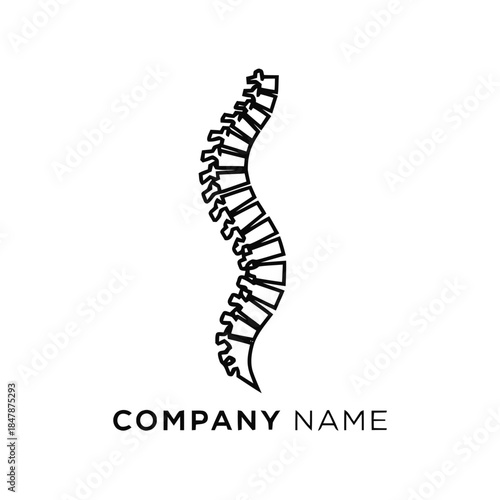 Minimalist Spine Logo Design for Chiropractic and Wellness.