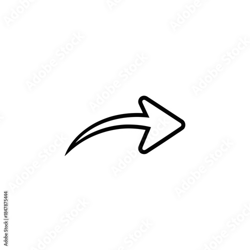 Simple black outline arrow pointing right with a curved shaft.