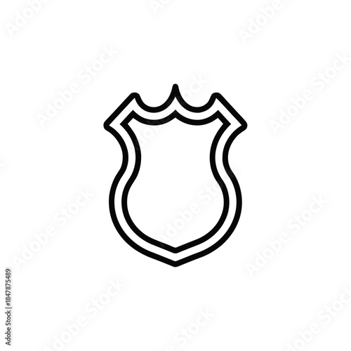 Simple Outline Police Badge or Shield Icon Design.