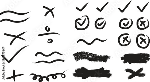 A collection of 20th century style scribbles and markups