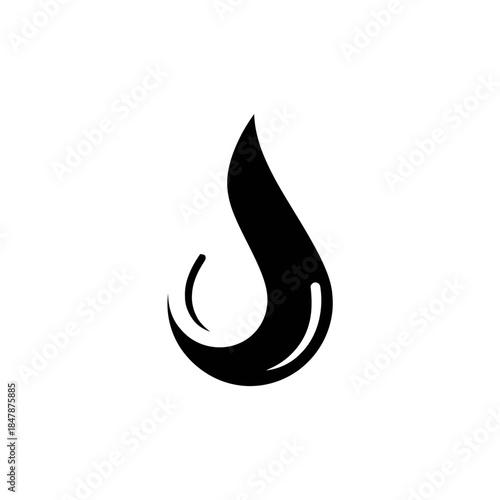 Stylized black water drop or liquid icon on a clean white background.