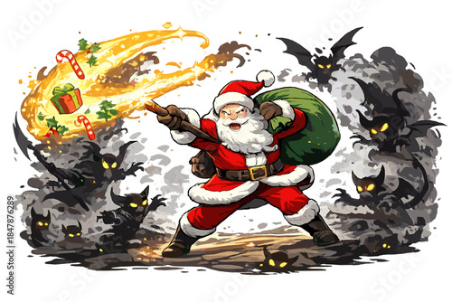 In an epic clash, Santa Claus uses Christmas magic to protect the holiday season from sinister forces