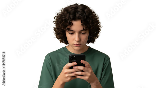 Teenagerfocusedonsmartphonescreen