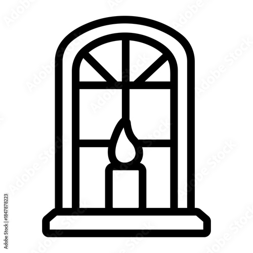 Candle window Line Icon
