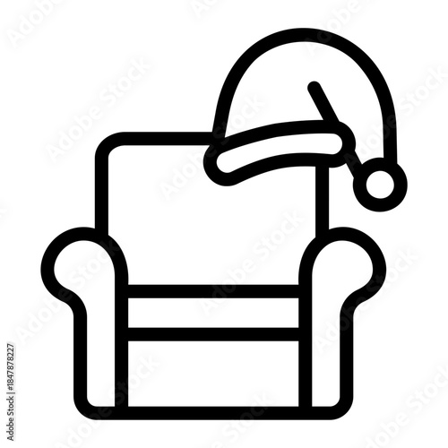 chair hat santa Line Icon