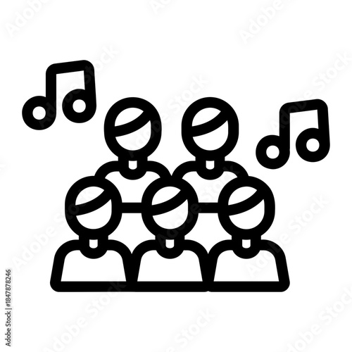 Choir singing Line Icon