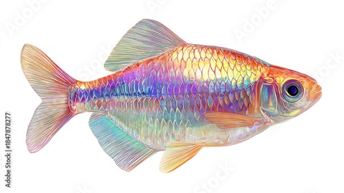 Vibrant rainbow fish isolated on white background for aquatic concepts
