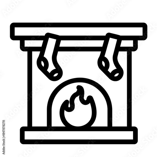 Fireplace stocking Line Icon