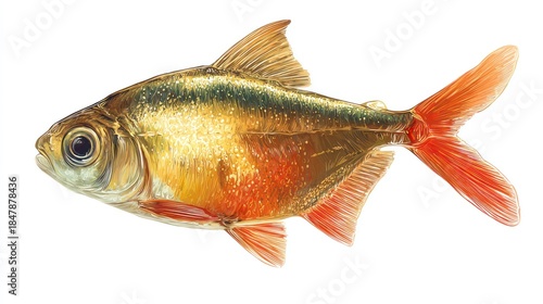 Vibrant tetra fish illustration against a white background with detailed features