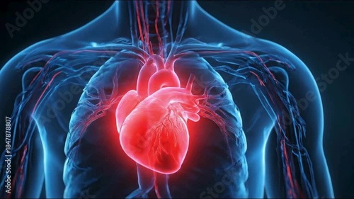 Detailed 3D Medical Illustration of Human Heart Anatomy | Cardiovascular System and Cardiac Health | Educational Visualization for Medicine and Biology

