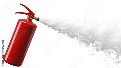 Redfireextinguishersprayingwaterisolated