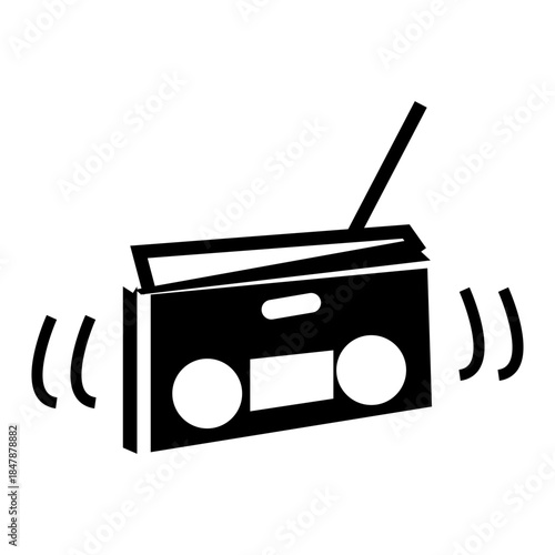 retro radio glyph icon illustration vector