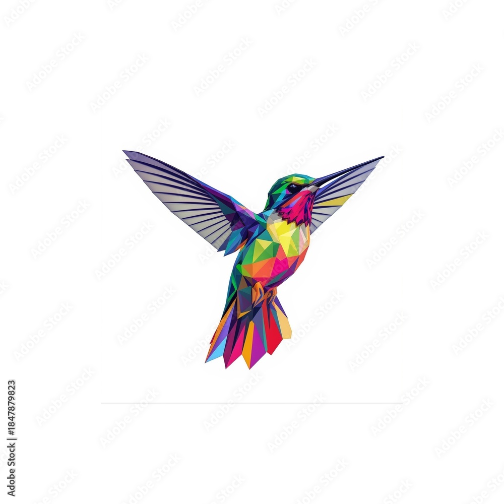 Naklejka premium Colorful Polygonal Hummingbird Digital Art