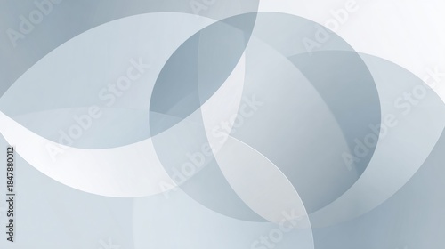 Minimal abstract background with overlapping translucent circles in grey and white tones. Elegant backdrop for design, branding, web or presentations
