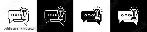 Topics icon set in line and glyph style on black and white background