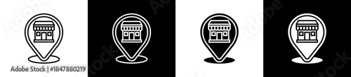 Place icon set in line and glyph style on black and white background