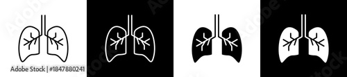 Breathe icon set in line and glyph style on black and white background