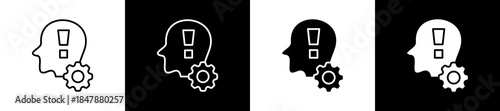 Awareness icon set in line and glyph style on black and white background