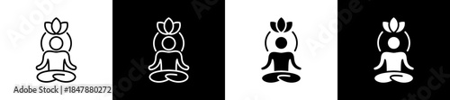 Soul icon set in line and glyph style on black and white background