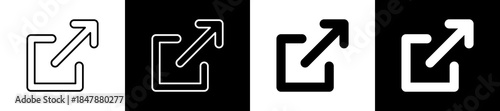 External icon set in line and glyph style on black and white background