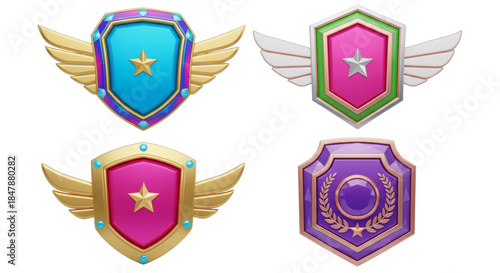 Game Achievement Badges for Gaming Apps and Web Design, Victory Rewards, Digital Awards, Success Icons