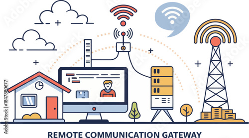 Bold Flat Design Icon for Remote Communication Gateway