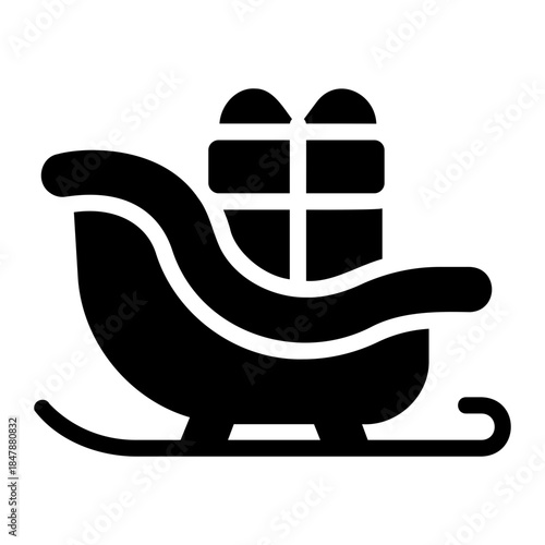 Santa sleigh Solid icon