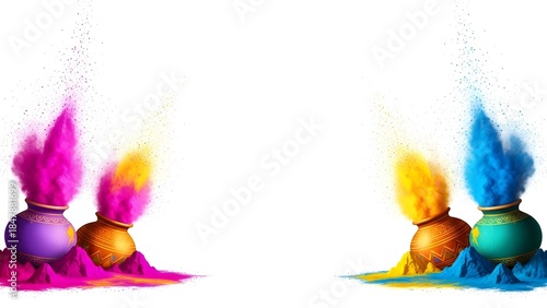 Colorful holi powder explosions in vibrant hues