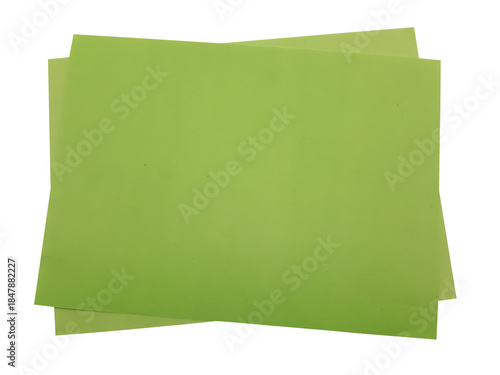 A stack of light green square papers isolated on transparent background