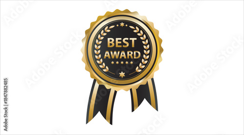 Golden best award ribbon badge