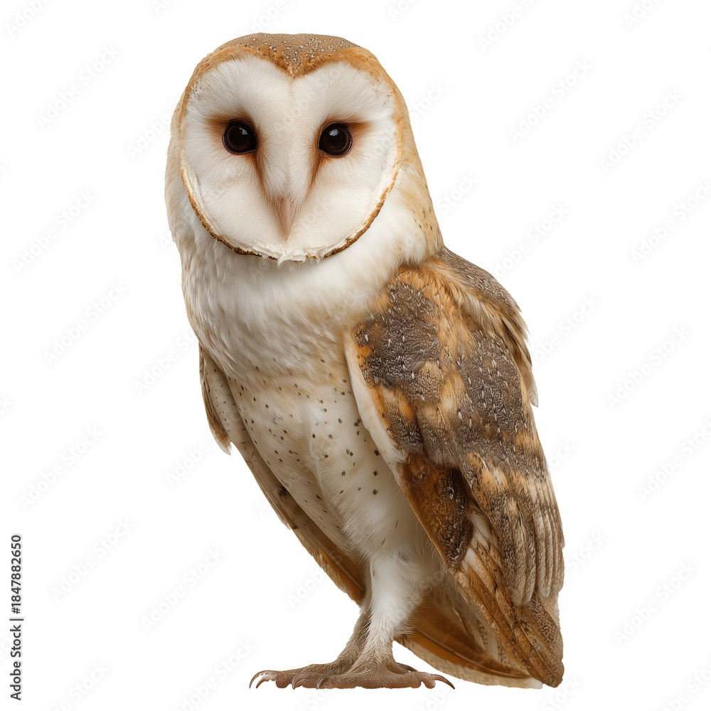 Fototapeta premium Owl Perched Quietly With Focused Gaze in Indoor Environment During Bright Lighting