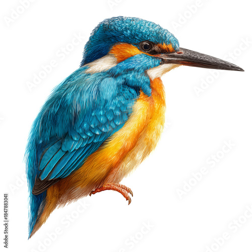 Colorful Bird Perched on a Branch Looking Ahead With Interest in a Bright Set...