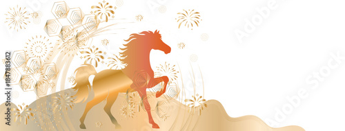 Chinese and Japanese pattern oriental line art with golden line art texture. Japanese style abstract pattern background design daisy flower. cherry flowers, cranes and pagodas design