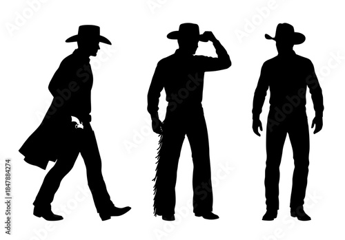 Cowboy silhouettes in different poses