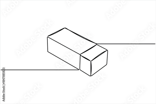 Rubber eraser continuous one line art drawing of design, Eraser line art minimalist outline vector illustration