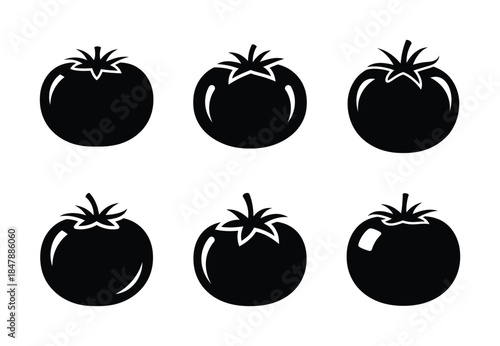 set of food tomato silhouette icon vector illustration isolated on white background