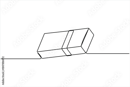 Rubber eraser continuous one line art drawing of design, Eraser line art minimalist outline vector illustration
