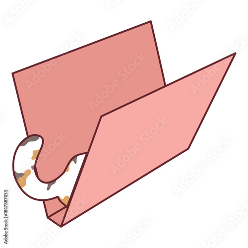 Calico cat tail coming out of a pink origami folded paper airplane
