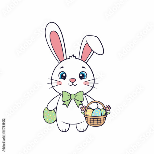 vector illustration of a rabbit carrying Easter eggs
