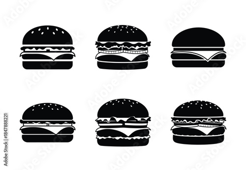 set of food cheeseburger silhouette icon vector illustration isolated on white background
