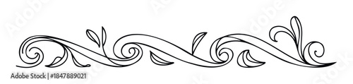 Ornate flourish border with swirling vines and leaves, perfect for elegant page decoration and festive invitations.