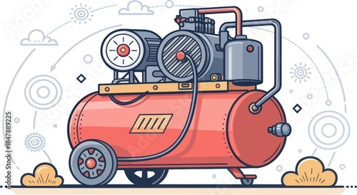 Bold Minimalist Air Compressor Icon Vector