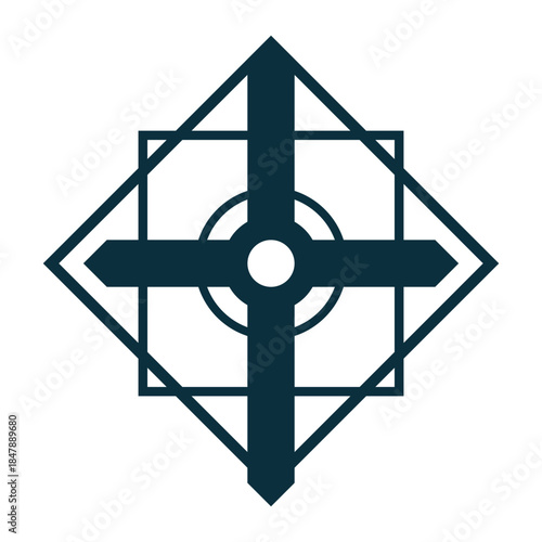Abstract Geometric Cross Target Symbol Vector Icon