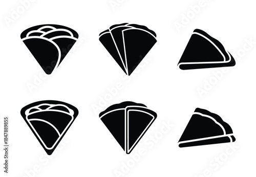 set of food crepe silhouette icon vector illustration isolated on white background